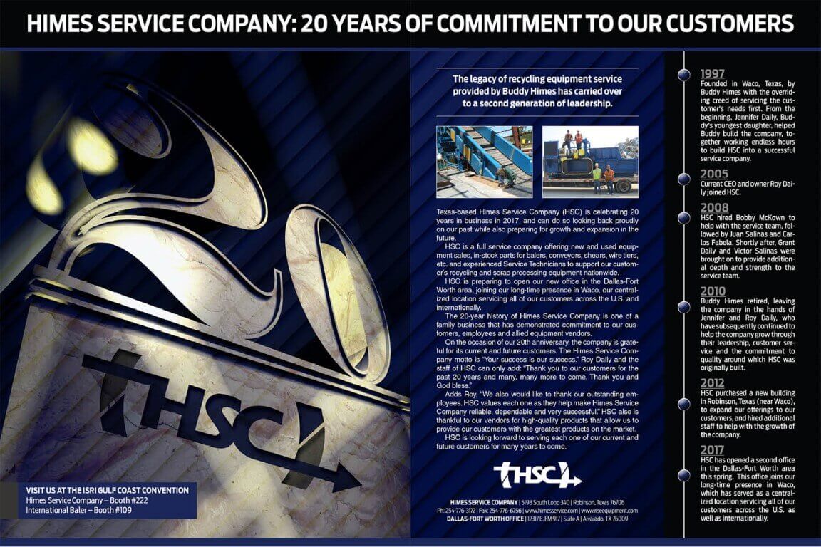 20 years of commitment to our customers - from Recycling Today